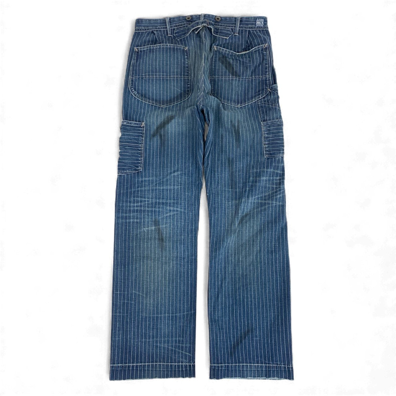 33L4 DOUBLE RL ダブルアールエル RRL ストライプ デニムペインターパンツ 32 インディゴブルー Ralph Lauren ラルフローレン USA製 ジーンズt18r