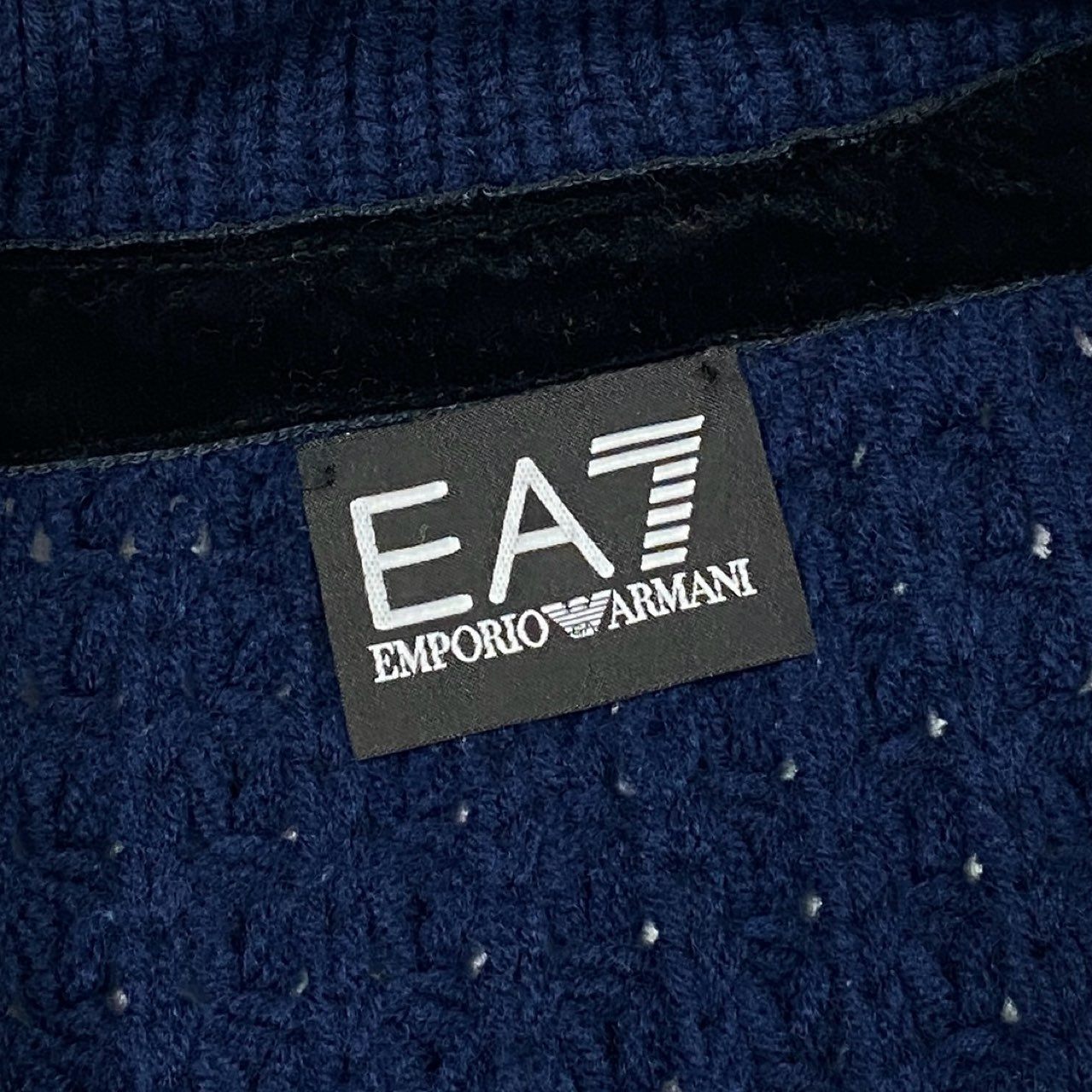 25L22 EMPORIO ARMANI エンポリオアルマーニ EA7 ドライバーズニット ジップアップニット ニットブルゾン PLG03M PL02M Sサイズ ブルー ブラック メンズ 男性用o07t