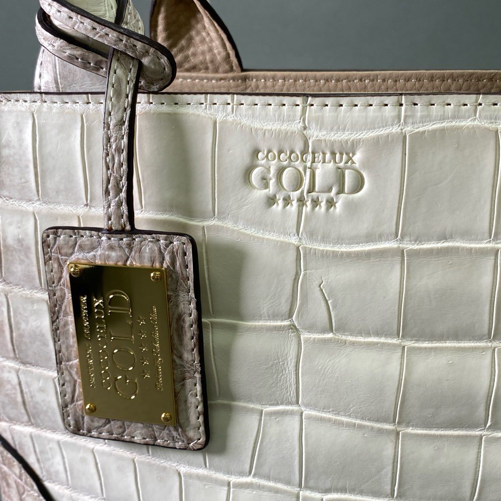 De18 《極美品》 COCOCELUX GOLD ココセリュックス ゴールド 5スター 2way ハンドバッグ 103AA0107 ヒマラヤクロコダイル マットクロコ