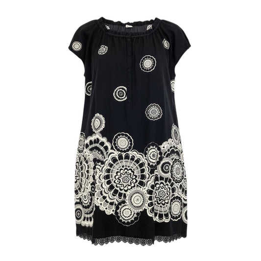 8c11 TOKUKO 1er VOL トクコプルミエヴォル フレンチスリーブ シャツワンピース ロングワンピース フラワーモチーフ レディース 女性服 サイズ9 ブラックu02t