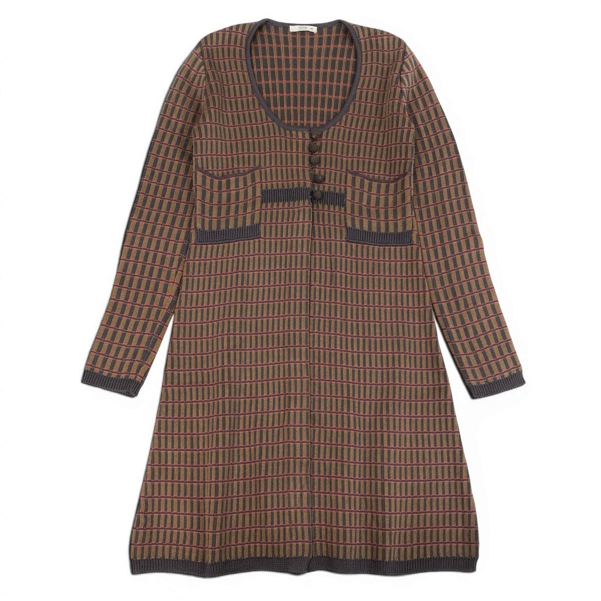 g13 PRADA 2012AW ニットドレス ワンピース チェック柄 イタリア製 40サイズ マルチカラー シルク100％ レディース 女性用k02i