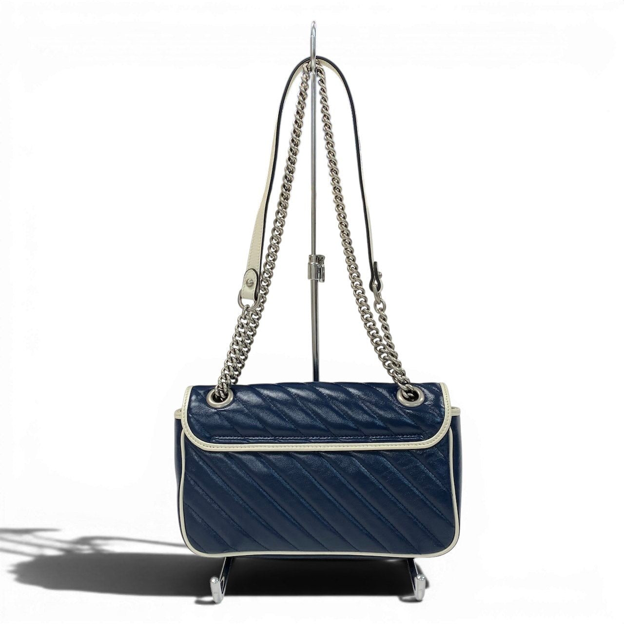 e4 《極美品》 GUCCI グッチ GGマーモント チェーンショルダーバッグ Marmont Chain Shoulder Bag ブルーt18r