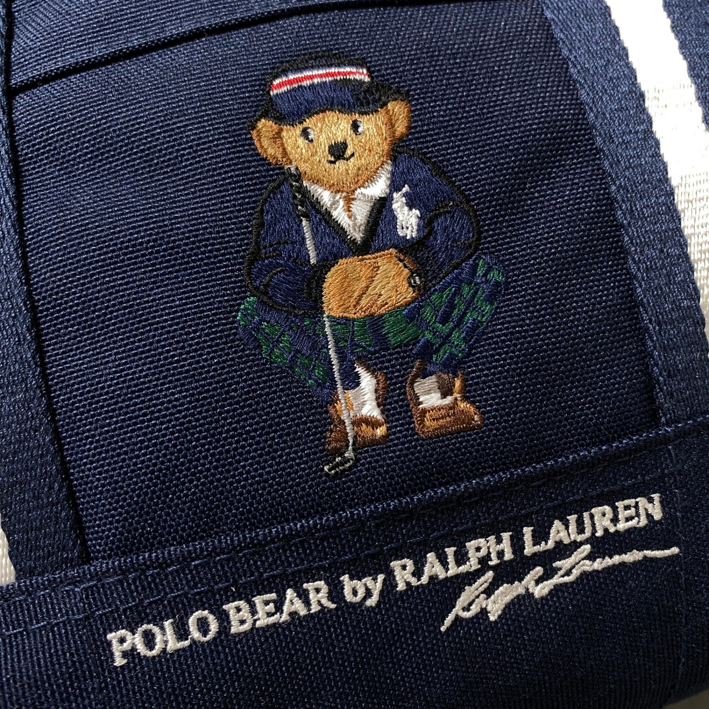 Af26 《美品》 POLO GOLF ポロゴルフ RALPH RAUREN ラルフローレン POLO BEAR MINI TOTE BAG ポロベア キャンバスミニトートバッグ ハンドバッグ ネイビー ショルダーバッグ 刺繍