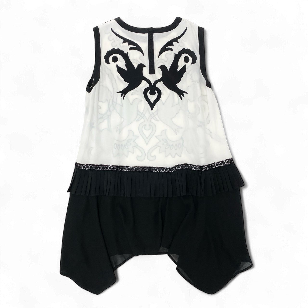 18k20 TOKUKO 1er VOL トクコプルミエヴォル ノースリーブワンピース  ドッキングワンピース モノトーン プリーツ切替 レディース 女性用 9  ブラック ホワイトu02t