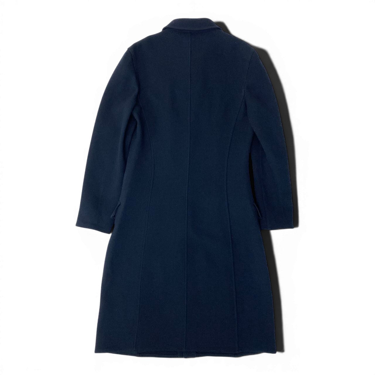 91g24 VALENTINO ヴァレンティノ ロングスリーブシャツワンピース ロゴボタン ドレス 42/8 サイズ ダークネイビー ウール100％ レディース 女性用u02t