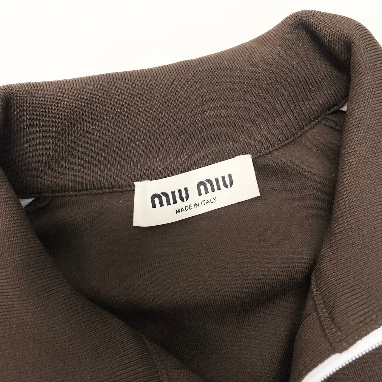 Id20 【現行モデル】miu miu ミュウミュウ テクニカルヤーン ジッパースウェットシャツ サイズ44 ブラウン レディース ユニセックス可k02i