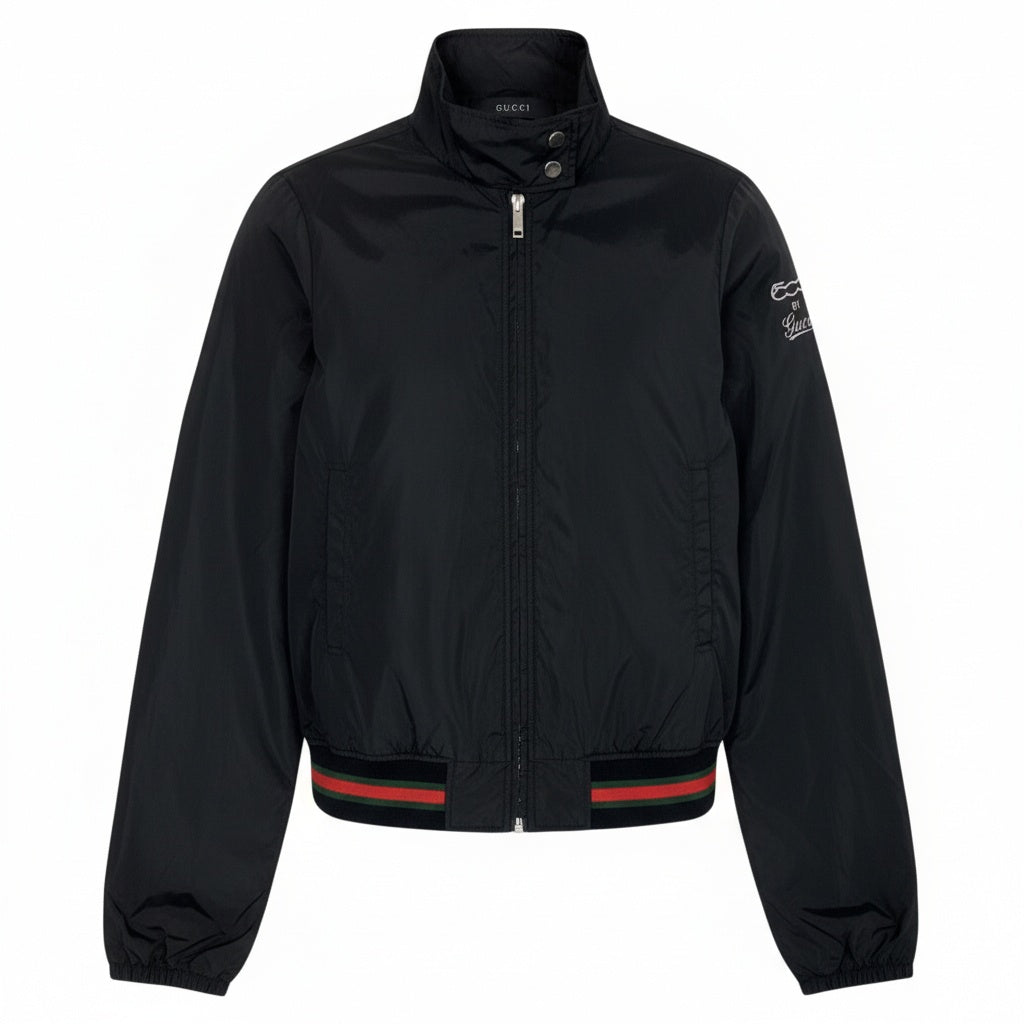 Ib9 Vintage GUCCI グッチ シェリーライン ジップアップブルゾン ナイロンジャケット 267788 S ブラック ナイロン レディースta1