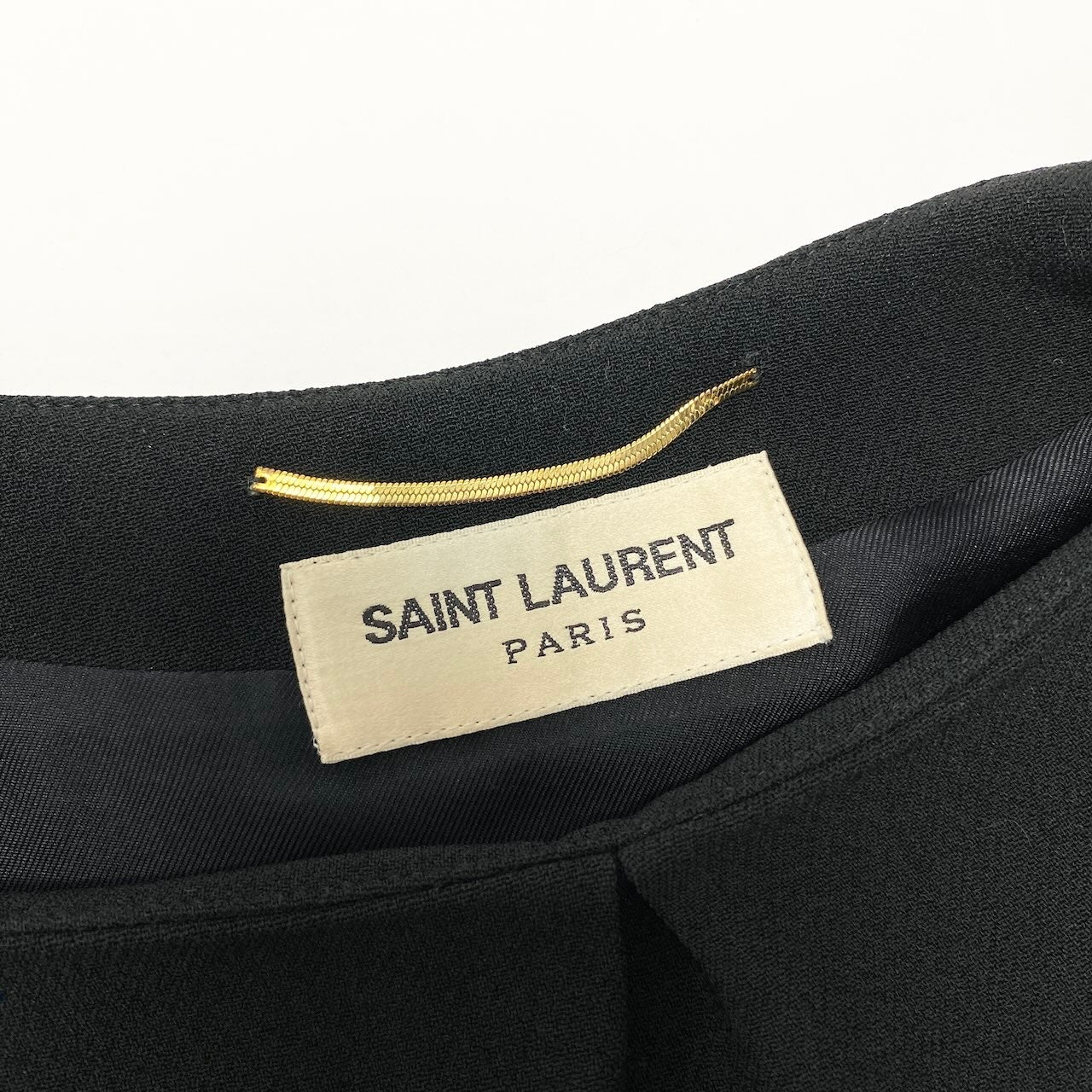 80e6 SAINTLAURENT サンローラン バックオープン ドレスワンピース ミニワンピース チェーンストラップ パーティー ブラック レディース 女性服u02t