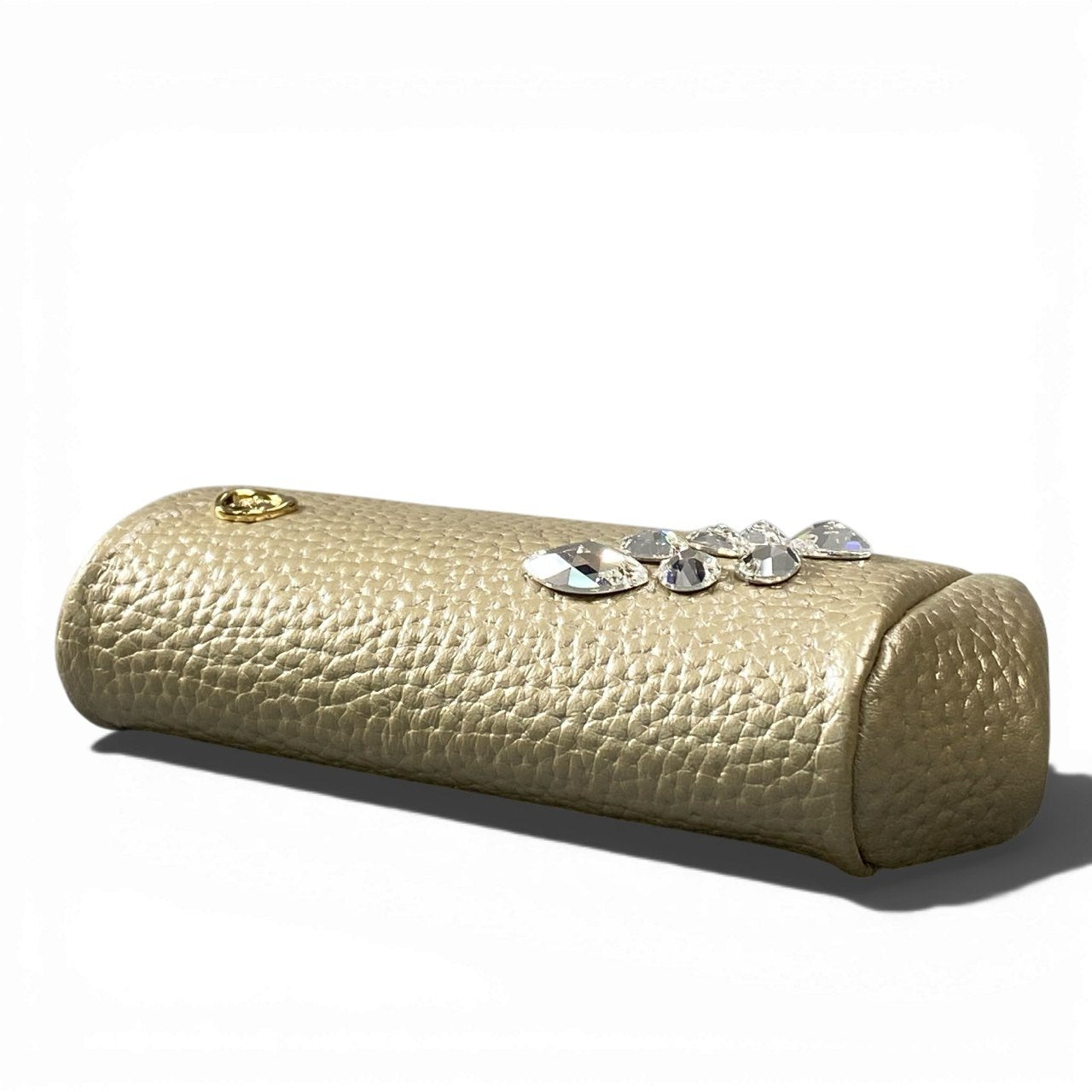 a6《未使用》 A.D.M.J エーディーエムジェイ スワロフスキー装飾 がま口 コインケース カードケース シャンパンゴールド レディース 女性用k02i