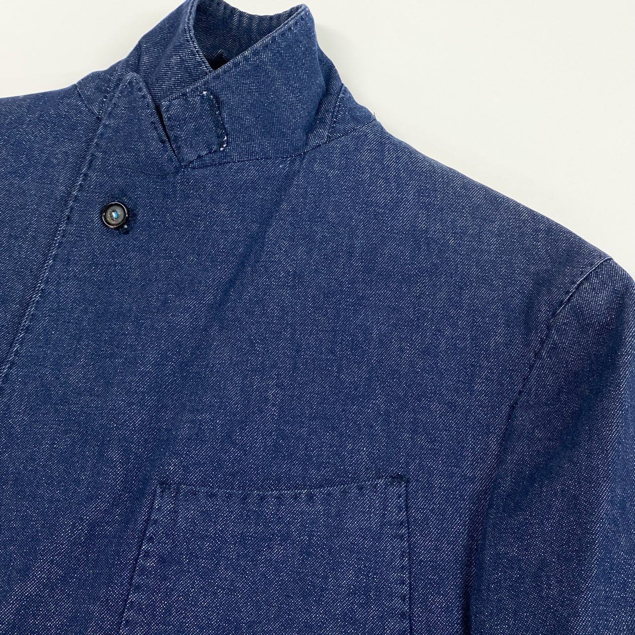 7i25 《美品》LARDINI ラルディーニ テーラードジャケット ダブルブレスブレザー ピークドラペル サイドベンツ 42サイズ インディゴ メンズk02i