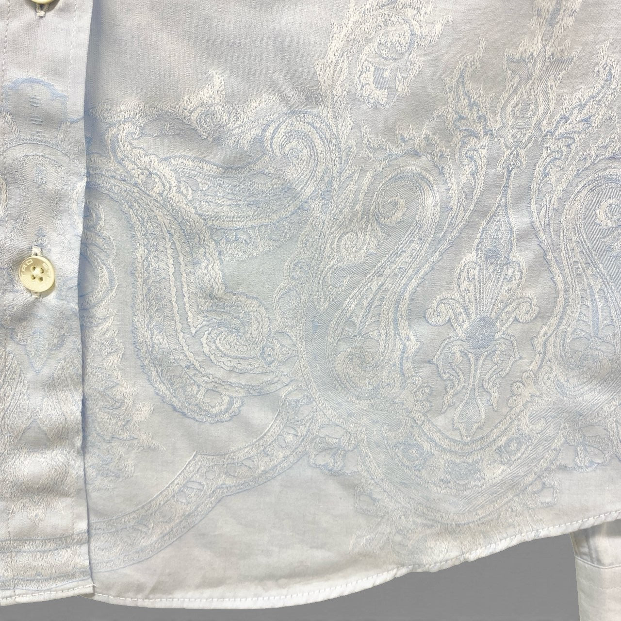 77b17 ETRO エトロ ロングスリーブシャツ ブラウス 刺繍デザイン 薄手 イタリア製 レディース 女性用 サイズ44 ライトブルー コットン100％u02t
