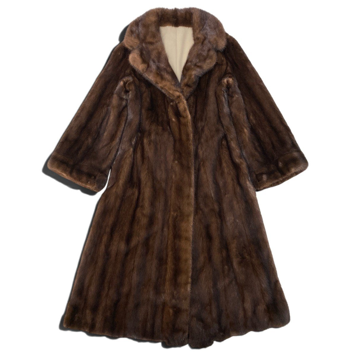 59h18 デミバフミンク 超ロングコート 丈115cm F ブラウン 本毛皮 リバーシブル Mink Fur Long Coatt18r