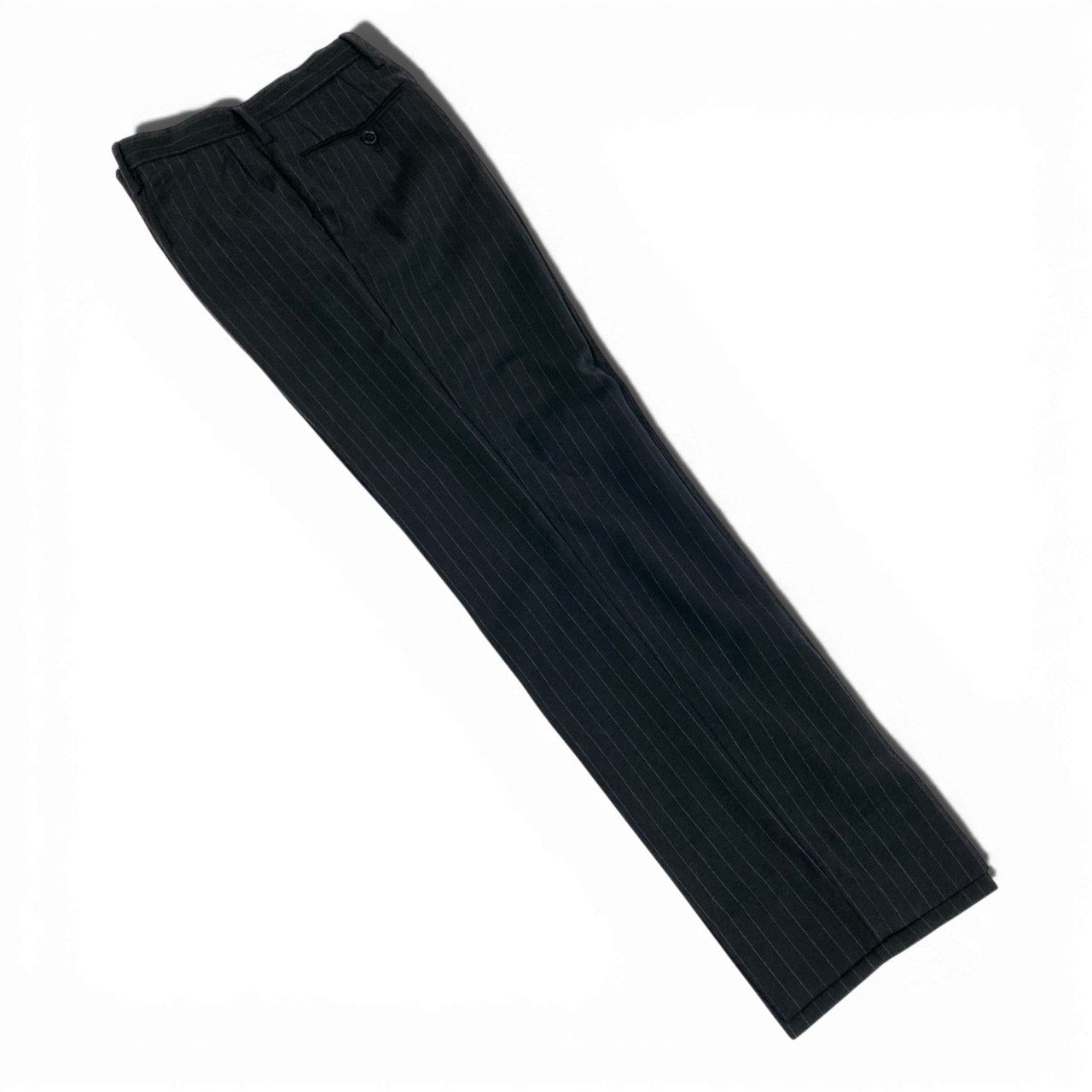 42b27 DOLCE＆GABBANA ドルチェ＆ガッバーナ シングルスーツ セットアップ ビジネス 46 ブラック ストライプ ウール メンズu02t