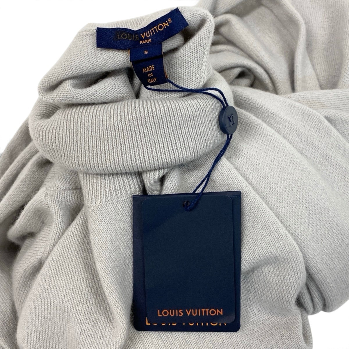Ij21 LOUIS VUITTON ルイヴィトン 2024年 ストールドッキング型 ニットセーター RW242WB QIL FRKL70 サイズS ライトグレー カシミヤ100％ レディースu02t