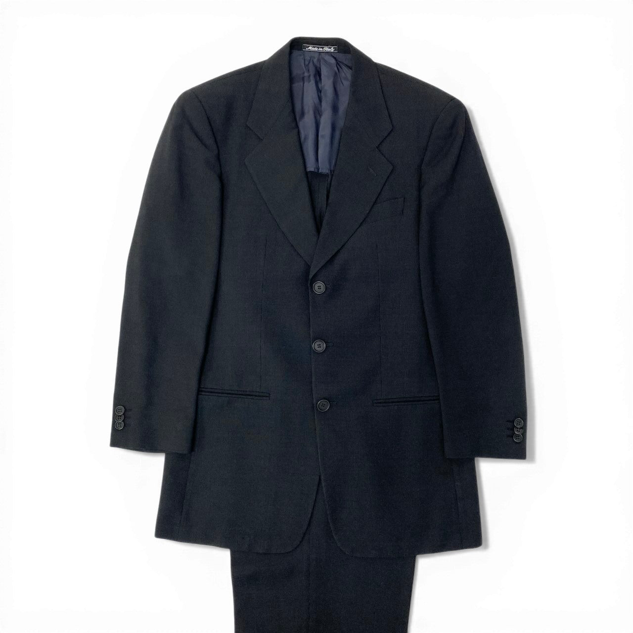 43c30 GIORGIO ARMANI LE COLLEZIONI ジョルジオアルマーニ セットアップスーツ シングル 3B 背抜き メンズ 紳士服 ビジネス 44REG ブラックo07t