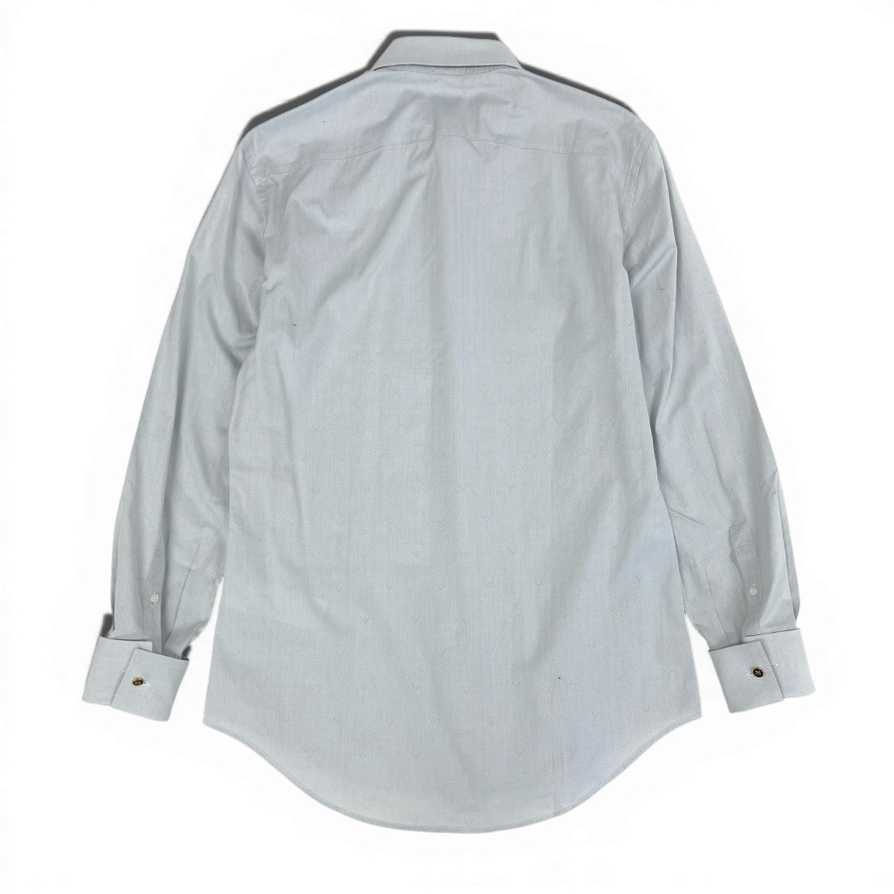 51b12 LOUIS VUITTON ルイヴィトン ロングスリーブシャツ ワイシャツ ドレスシャツ トップス LV刺繍 39サイズ ライトグレー コットン100％ メンズ 男性用u02t