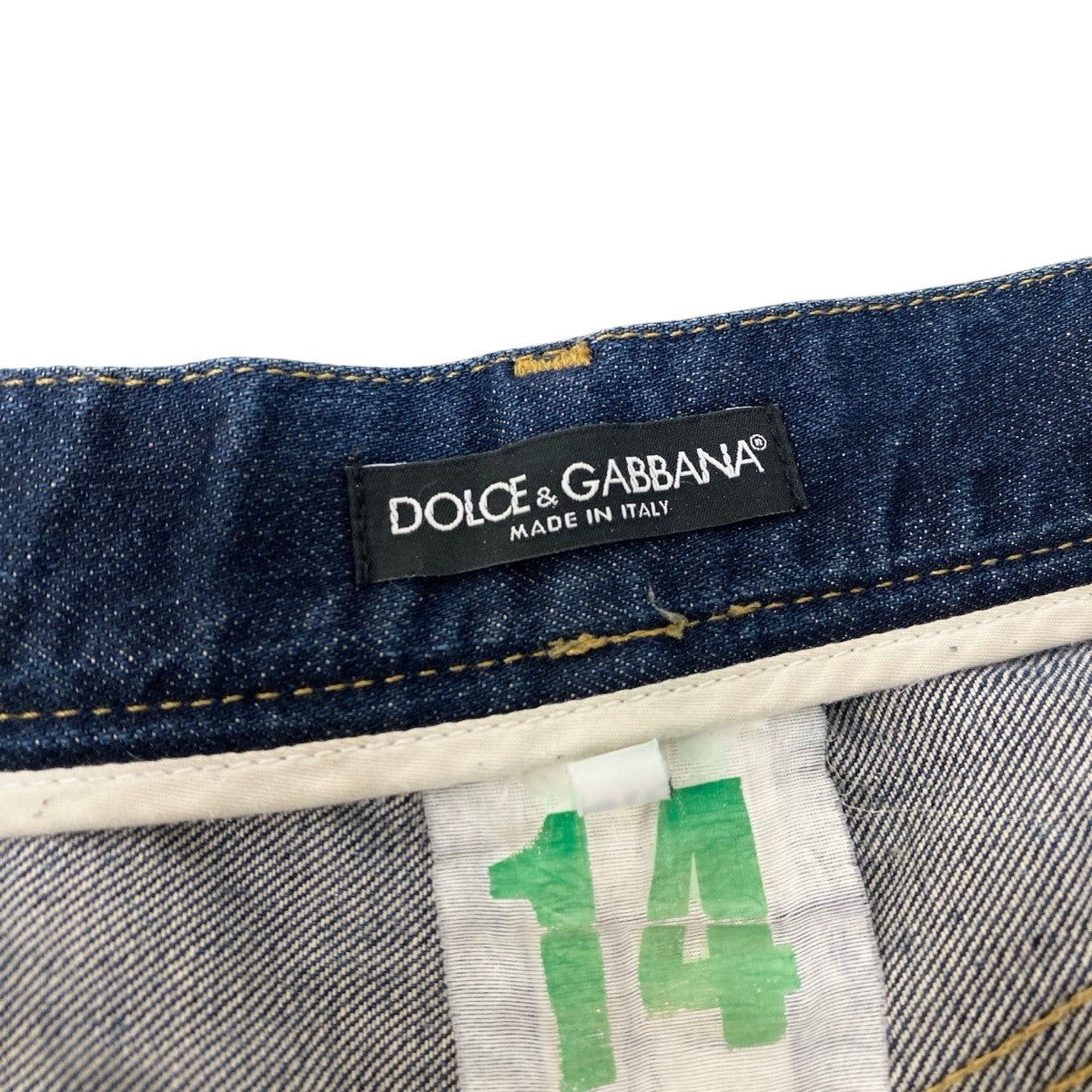 31h18 DOLCE＆GABBAN ドルチェアンドガッバーナ  デニムパンツ 14stretch ジーンズ イタリア製 ダメージ加工 ロゴプレート 48 インディゴブルー コットン100％ メンズ 男性用o07t