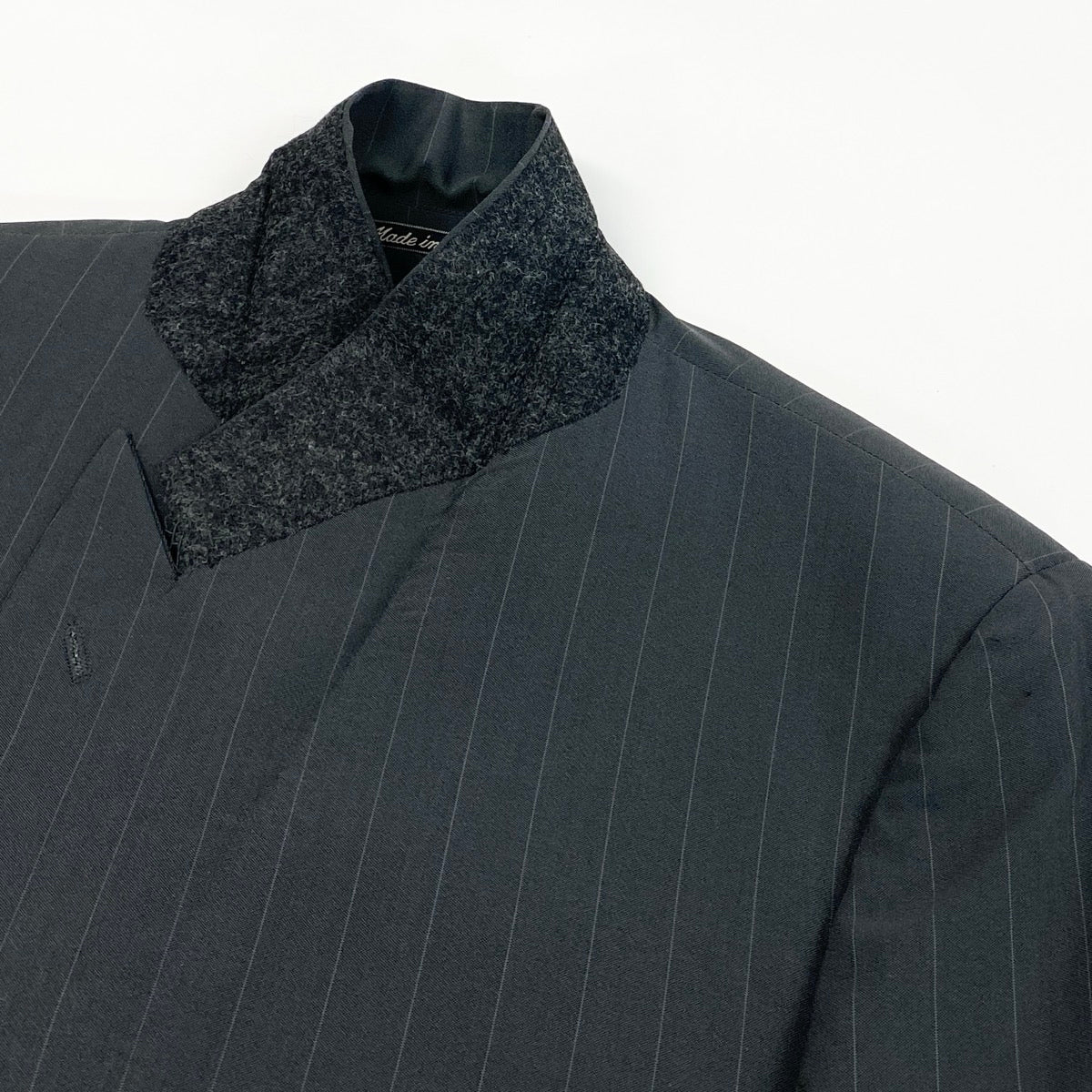 72f2 GIORGIO ARMANI LE COLLEZIONI ジョルジオアルマーニ vintage セットアップスーツ ダブルブレスト ストライプ柄 ウールシルク混 サイズ46 グレー メンズ 紳士服u02t