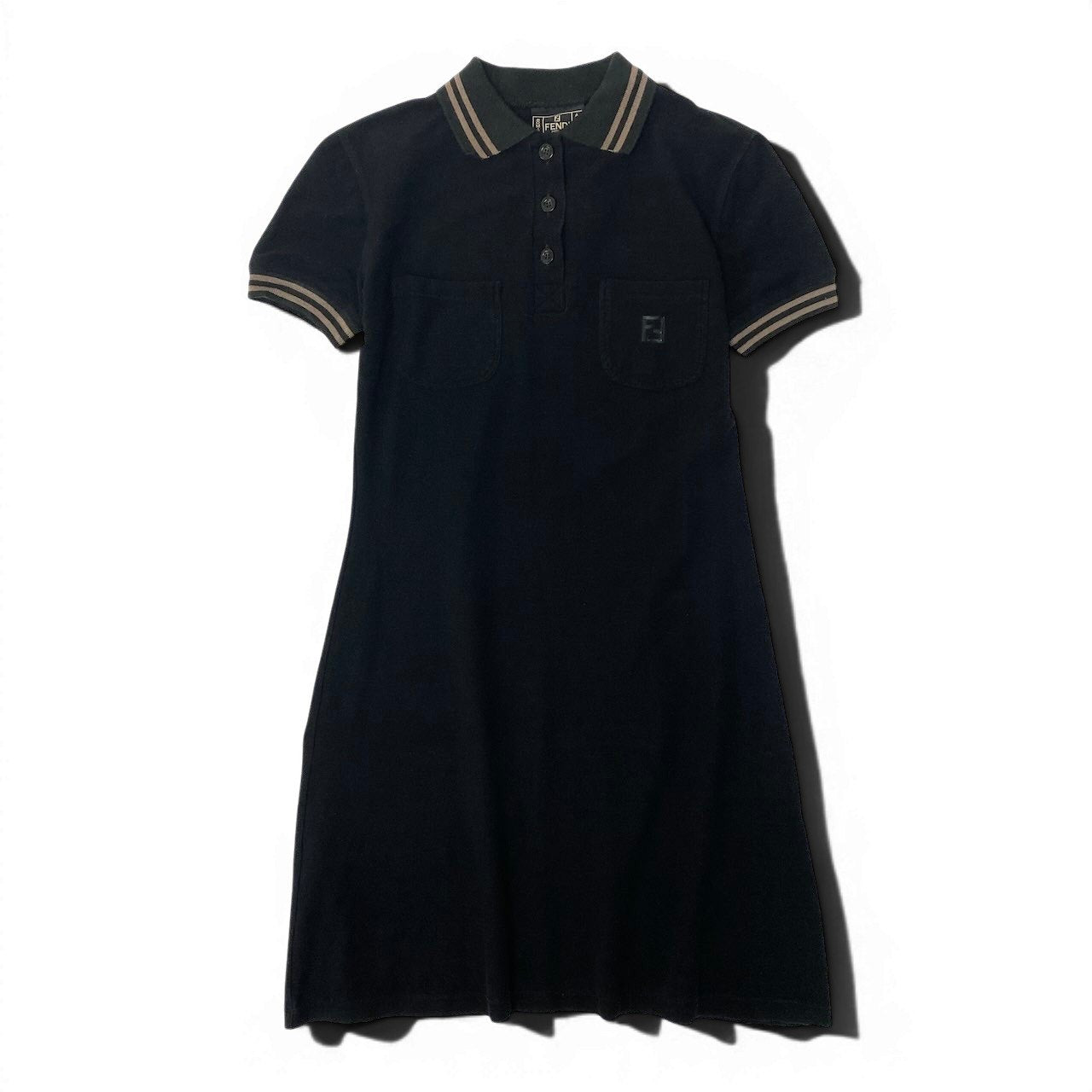 Sd22 FENDI フェンディ 半袖ポロワンピース FFロゴ サイズ42 ブラック レディース 女性用t18r