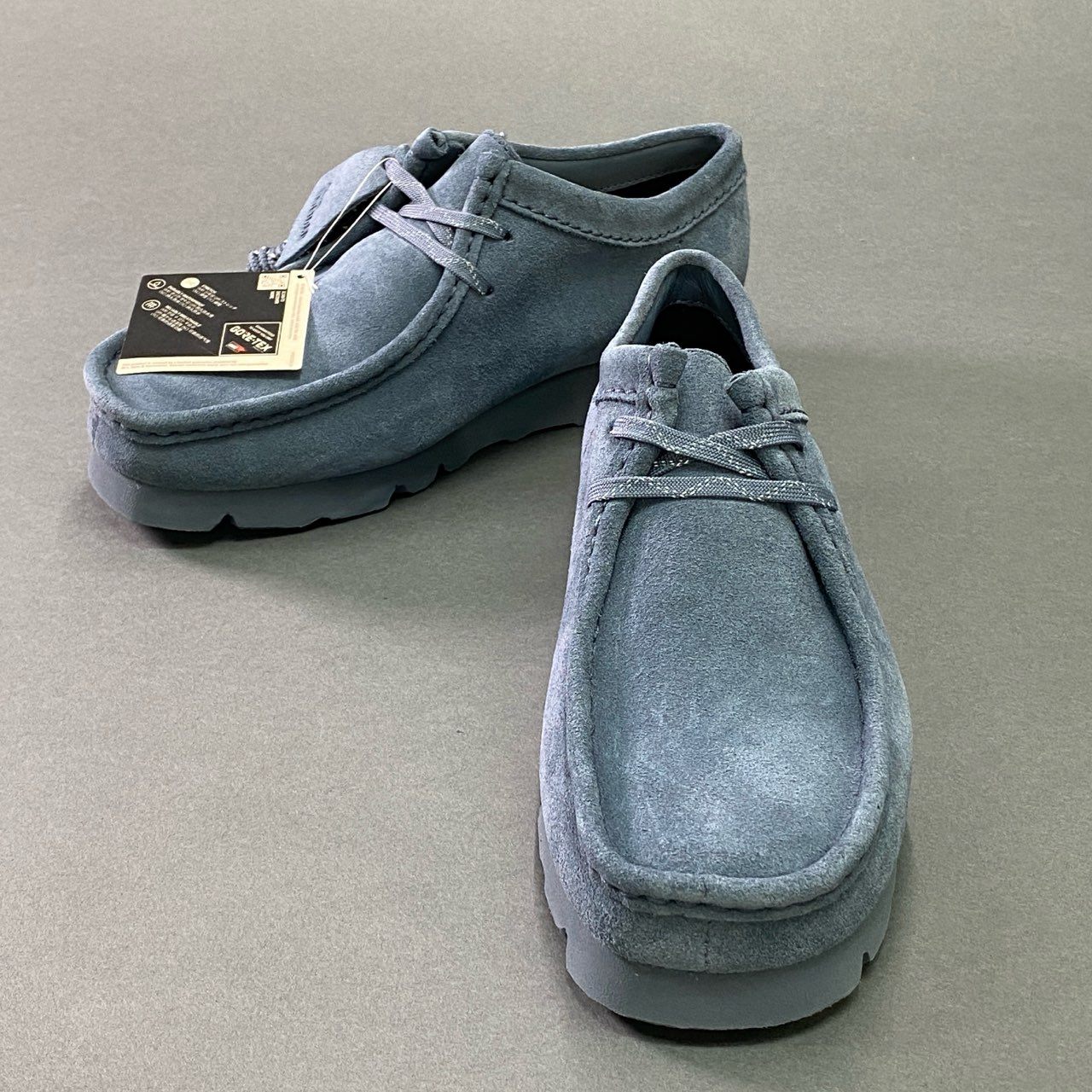 1c6 【未使用保管品】 タグ付 Clarks クラークス Wallabee GTX ワラビー GORE-TEX vibram ゴアテックス ビブラムソール チャッカブーツ シューズ 靴 25 ブルー スエード