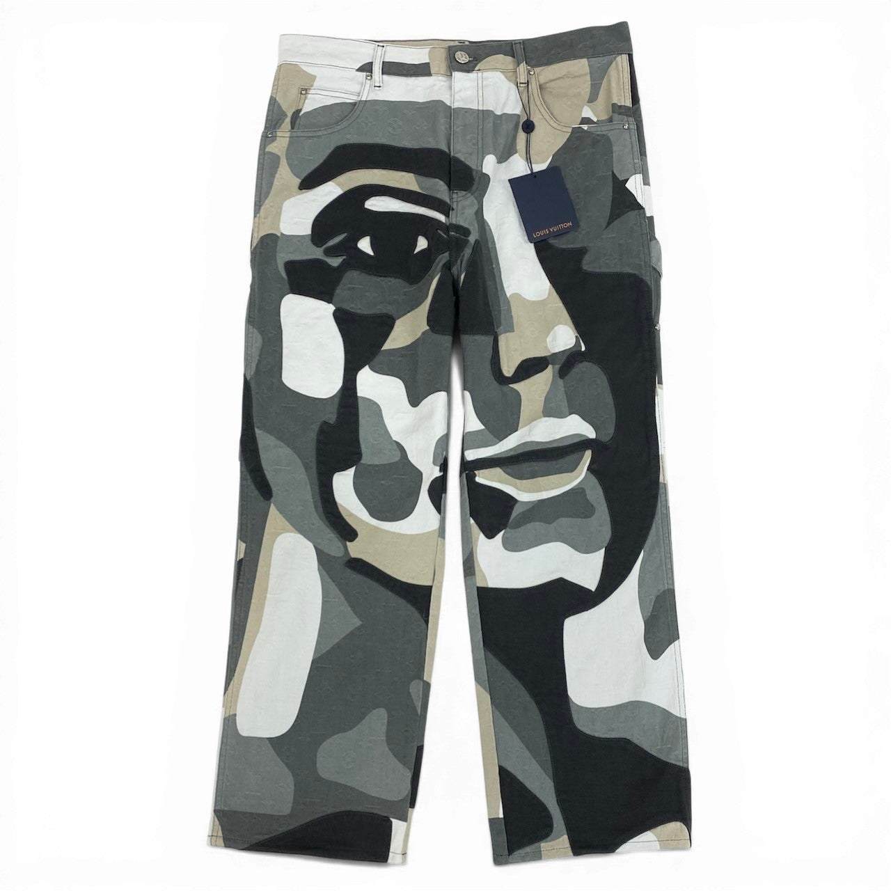 Id2 《美品》 LOUIS VUITTON ルイヴィトン Kid Super メイドトゥオーダー デニムパンツ Made To Order Denim Pants サイズ34 グレー LV モノグラムt18r