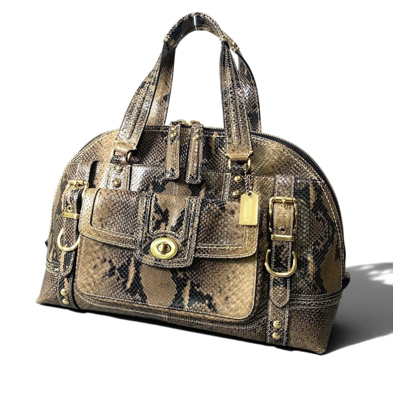 h11 COACH コーチ ミランダプリンテッド パイソンサッチェル ハンドバッグ Hampton Miranda Python Satchel Handbag 11089t18r