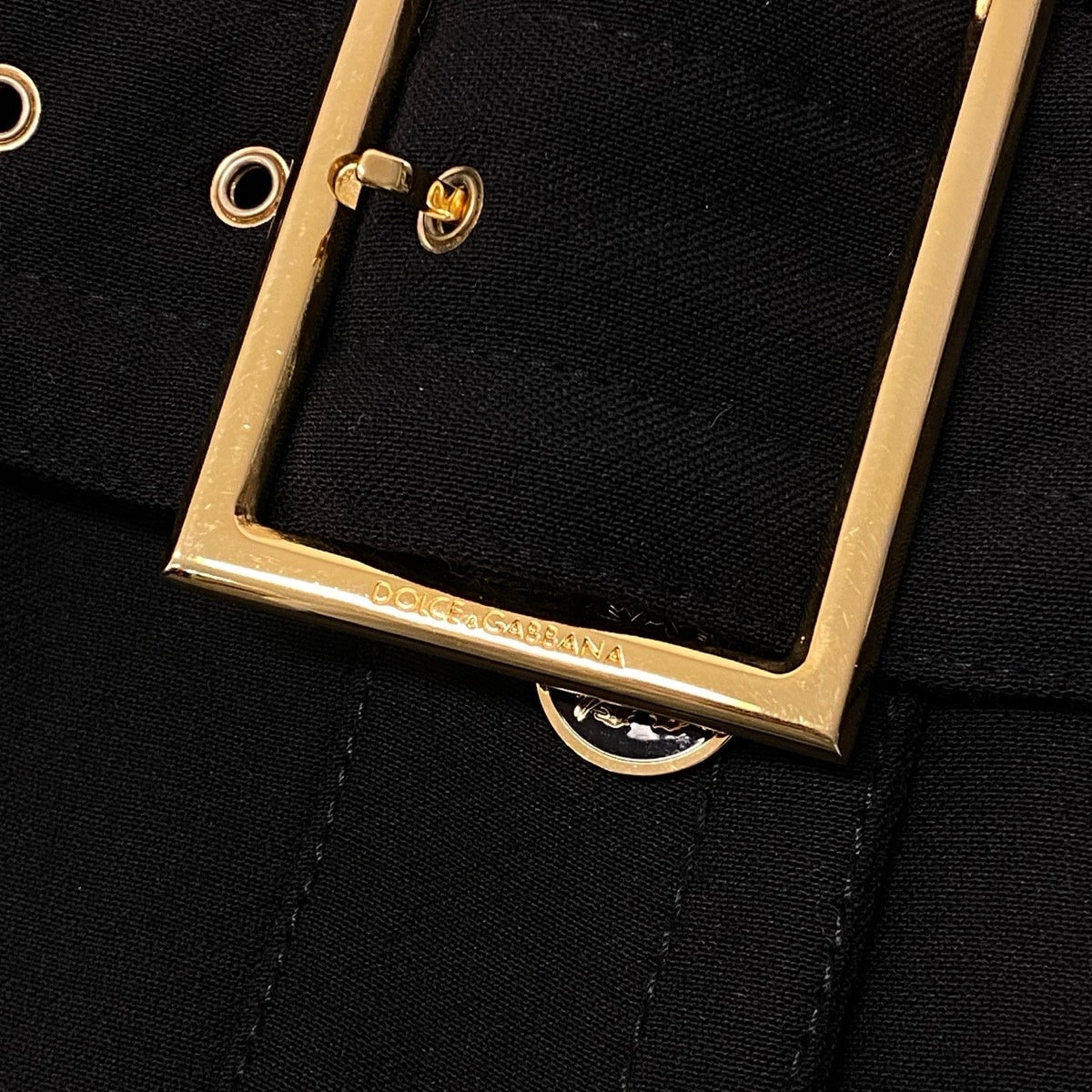 i27 【美品】DOLCE＆GABBANA ロングコート スタンドカラー ウエストベルト ブラック ウール100％ レディース 女性用u02t