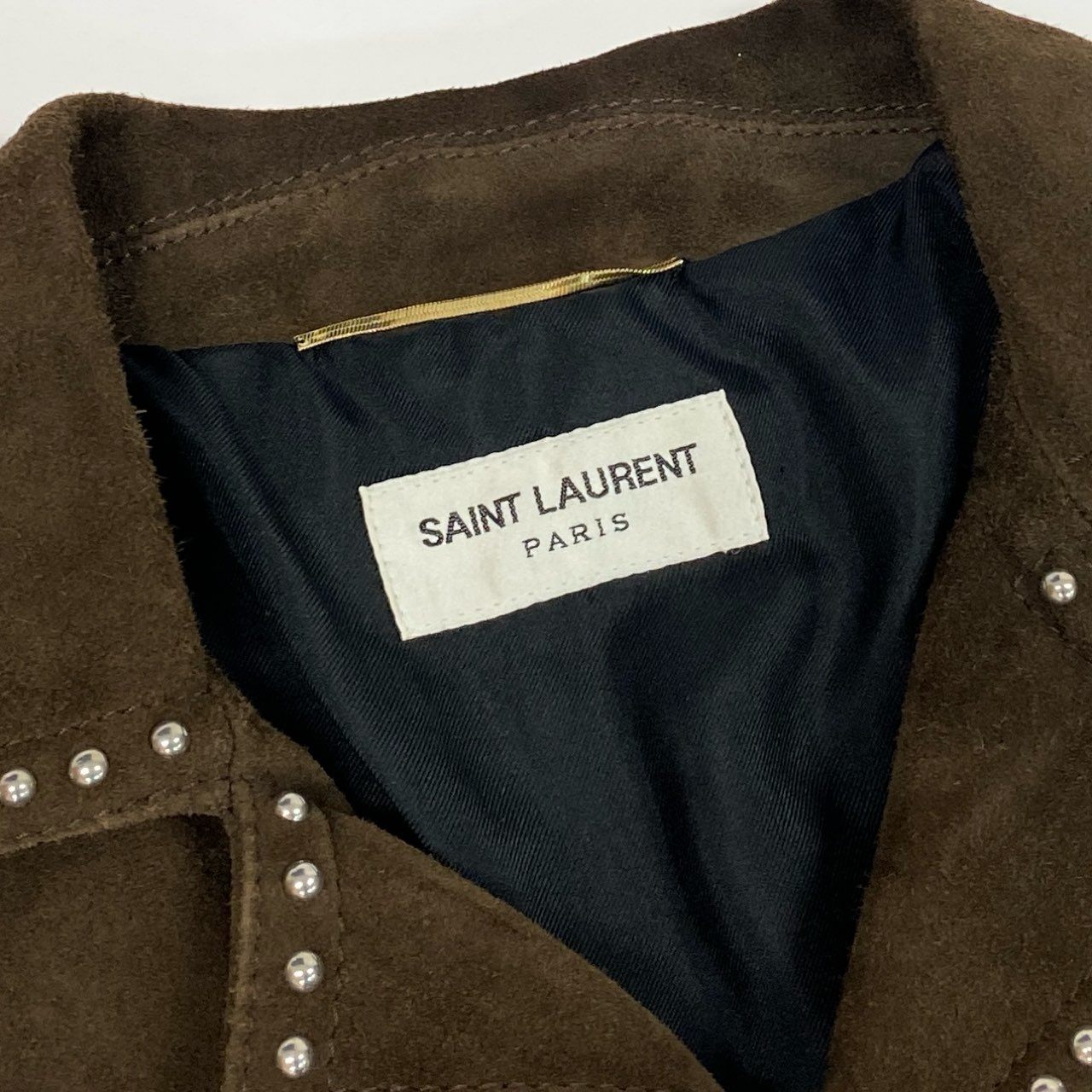 Ab9 SAINT LAURENT サンローラン スタッズジャケット ウエスタンジャケット 34サイズ ブラウン 山羊革 レディース 女性用k02i