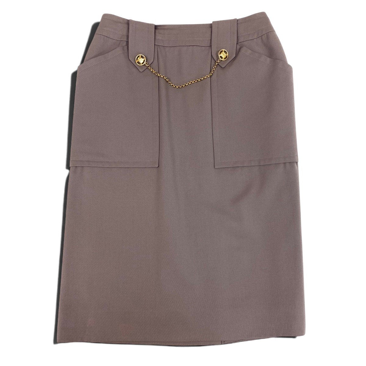 h17 【美品】CELINE ヴィンテージスカート マカダム タイトスカート 40サイズ グレージュ ウール100％ レディース 女性用k02i