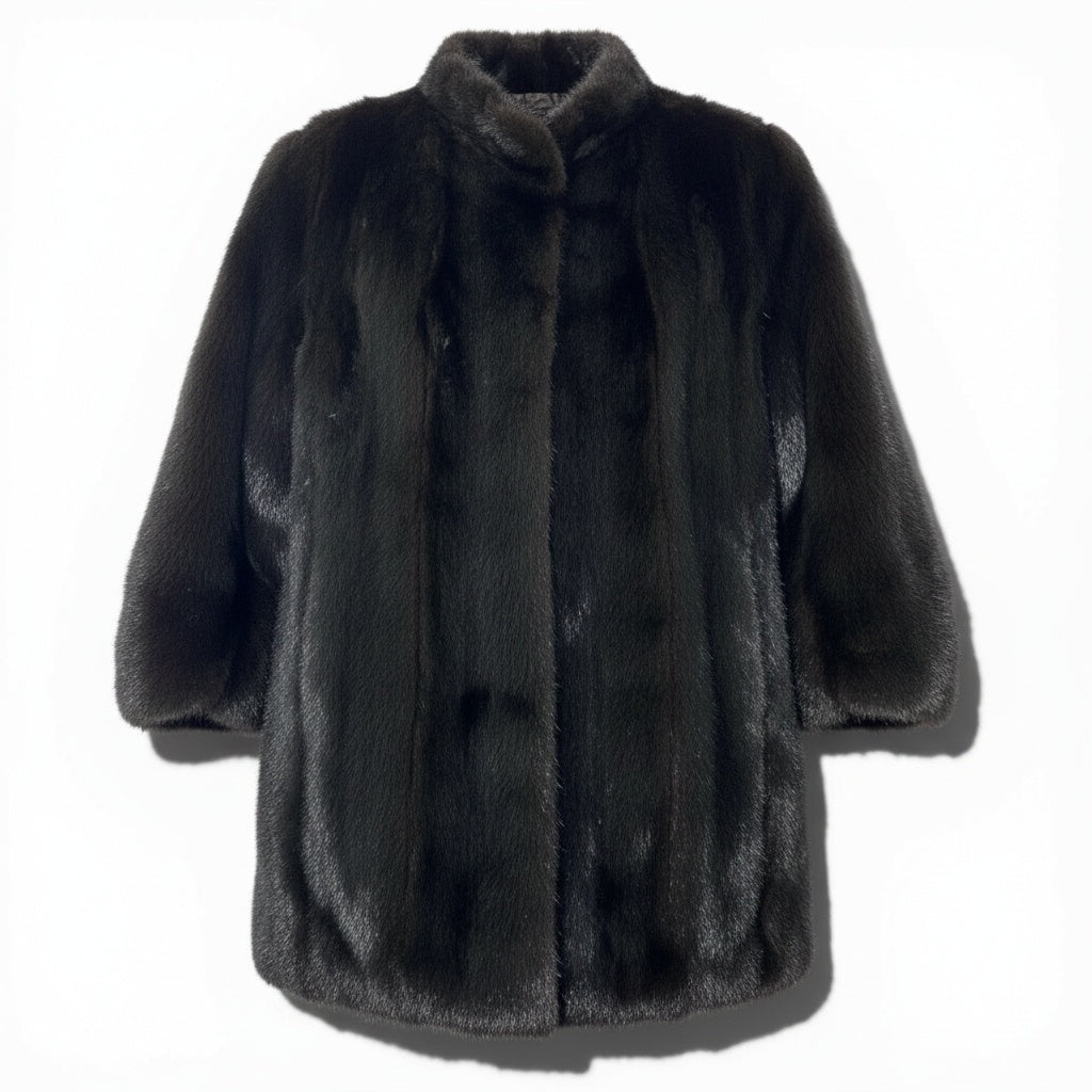 57a14 SAGA MINK サガミンク 金サガ 横段 ダークミンク ロングコート サイズ13 ダークブラウン 最高級本毛皮 Mink Fur Capet18r