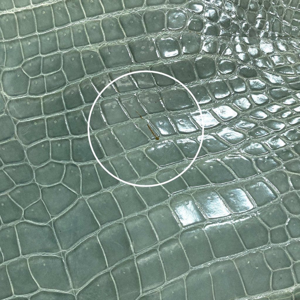 ac21 Sanpo サンポー シャイニングクロコ 2WAY バッグ ブルー 本クロコ Crocodile Leather Bag 鞄 カバン チェーンショルダーt18r