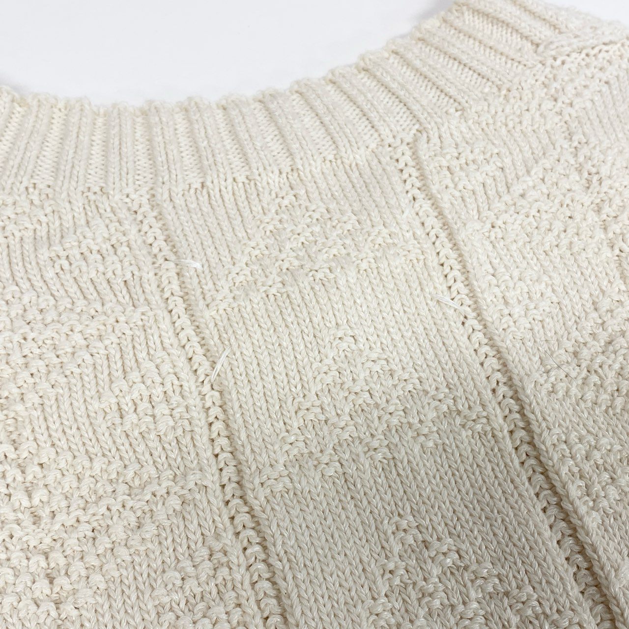 Ma28 Maison Margiela メゾンマルジェラ デストロイ アランニット フィッシャーマン セーター ニットセーター Mサイズ アイボリー メンズ 男性用o07t