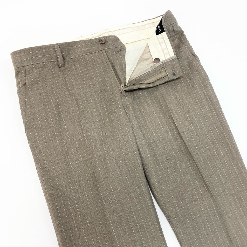 54l28 GIORGIO ARMANI ジョルジオアルマーニ スーツセットアップ テーラードジャケット スラックスパンツ ストライプ イタリア製 50サイズ ベージュ メンズ 男性用o07t