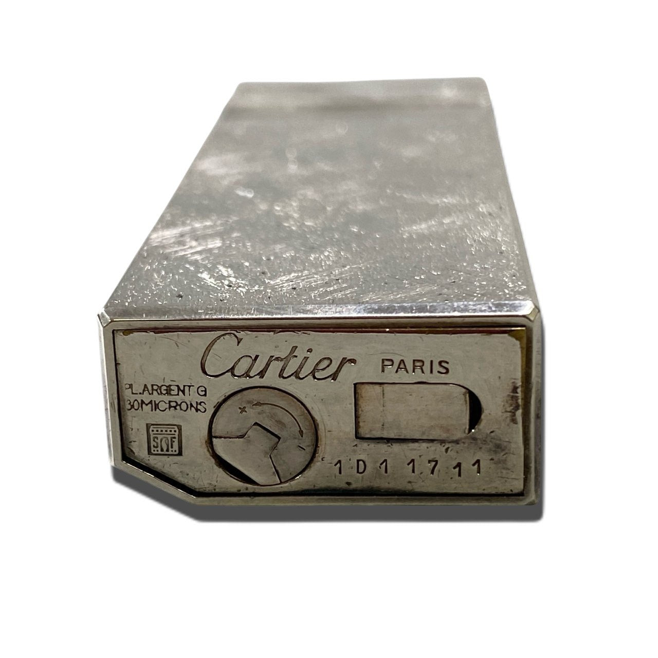 《美品》 Cartier カルティエ 五角形 ライター 着火確認済み シルバー ローラー式 喫煙具 箱 保証書付きt18r