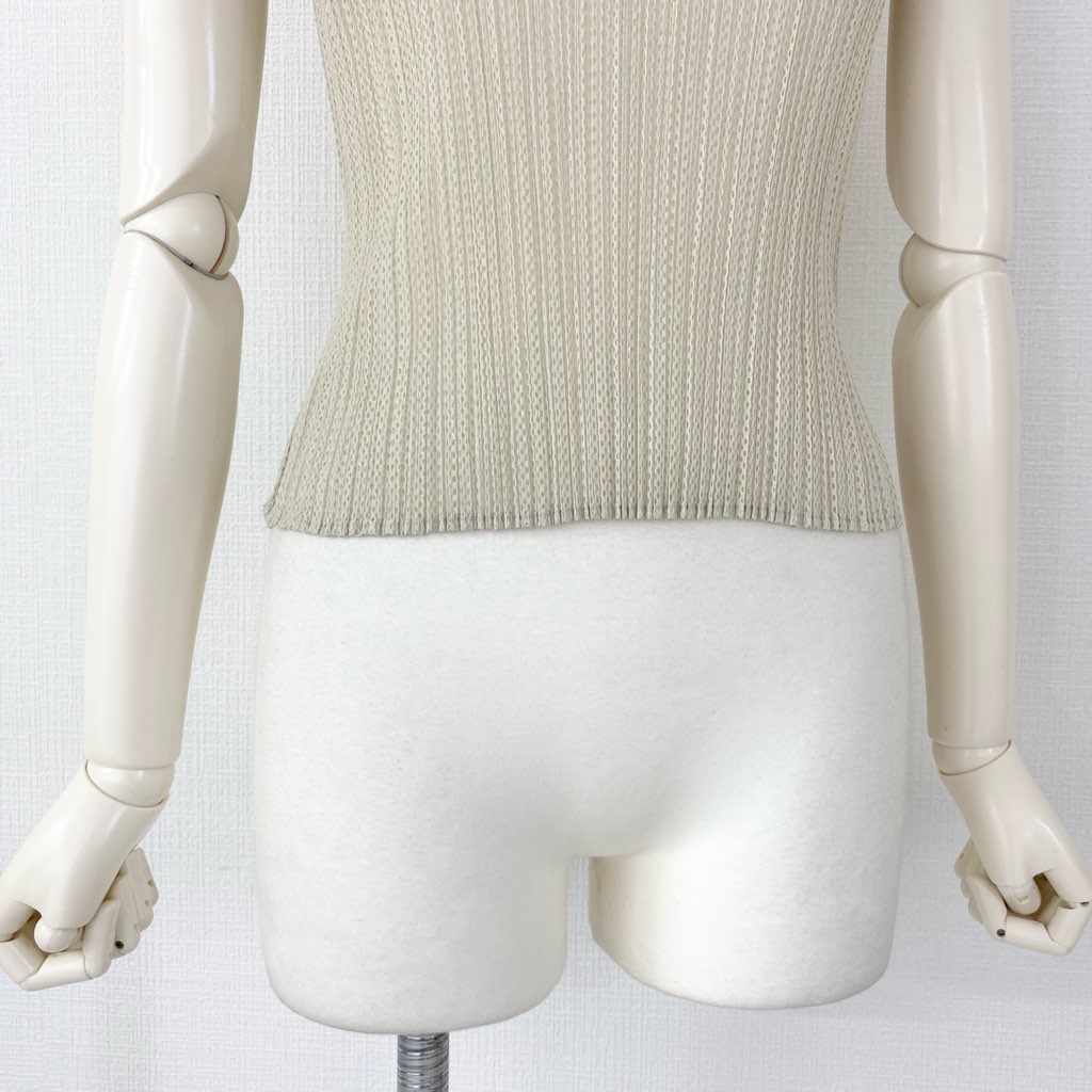 32d7 PLEATS PLEASE ISSEY MIYAKE プリーツプリーズ イッセイミヤケ 日本製 PP06-JK601 ノースリーブメッシュプリーツカットソー トップス  タンクトップ 3 ベージュ MADE IN JAPAN