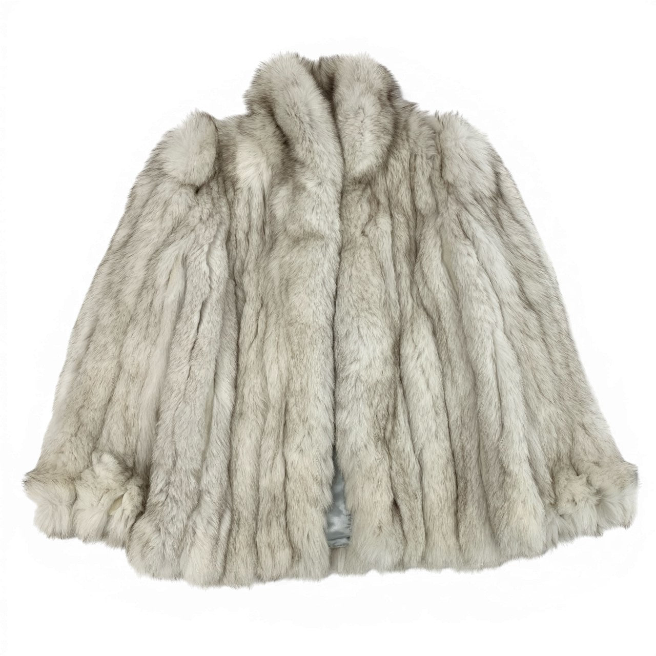 71a15 ブルーフォックス 極厚 ファーコート サイズF ホワイト 本毛皮 Fox Fur Coat ポケット有t18r