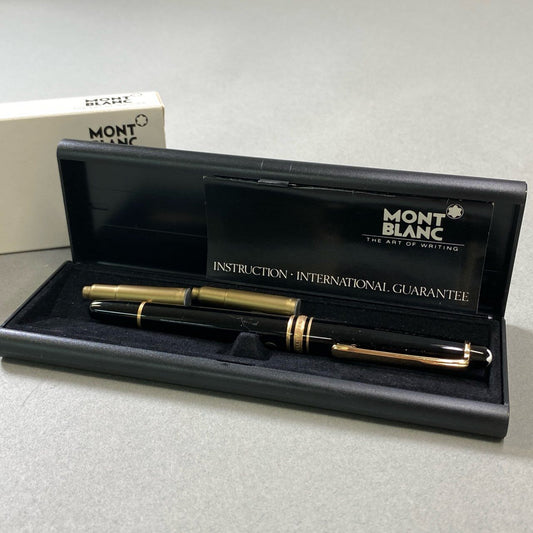 j16《美品》 MONTBLANC モンブラン MEISTERSTUCK 万年筆 ペン先 14K 585 ブラック ゴールド マイスターシュテュック ケース付きt18r