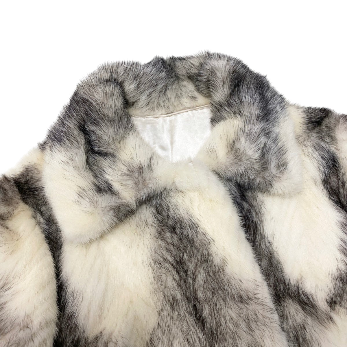 36j8 毛皮コート クロスミンク ミンクファー サイズfree ホワイト ブラック系 Mink Fur レディースu02t