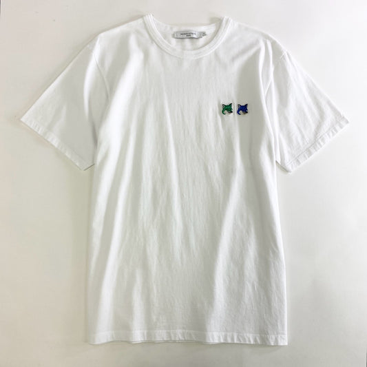 52k9 《美品》 MAISON KITSUNE メゾンキツネ モノクローム ダブルフォックスパッチ Tシャツ M ホワイト カットソー TEE