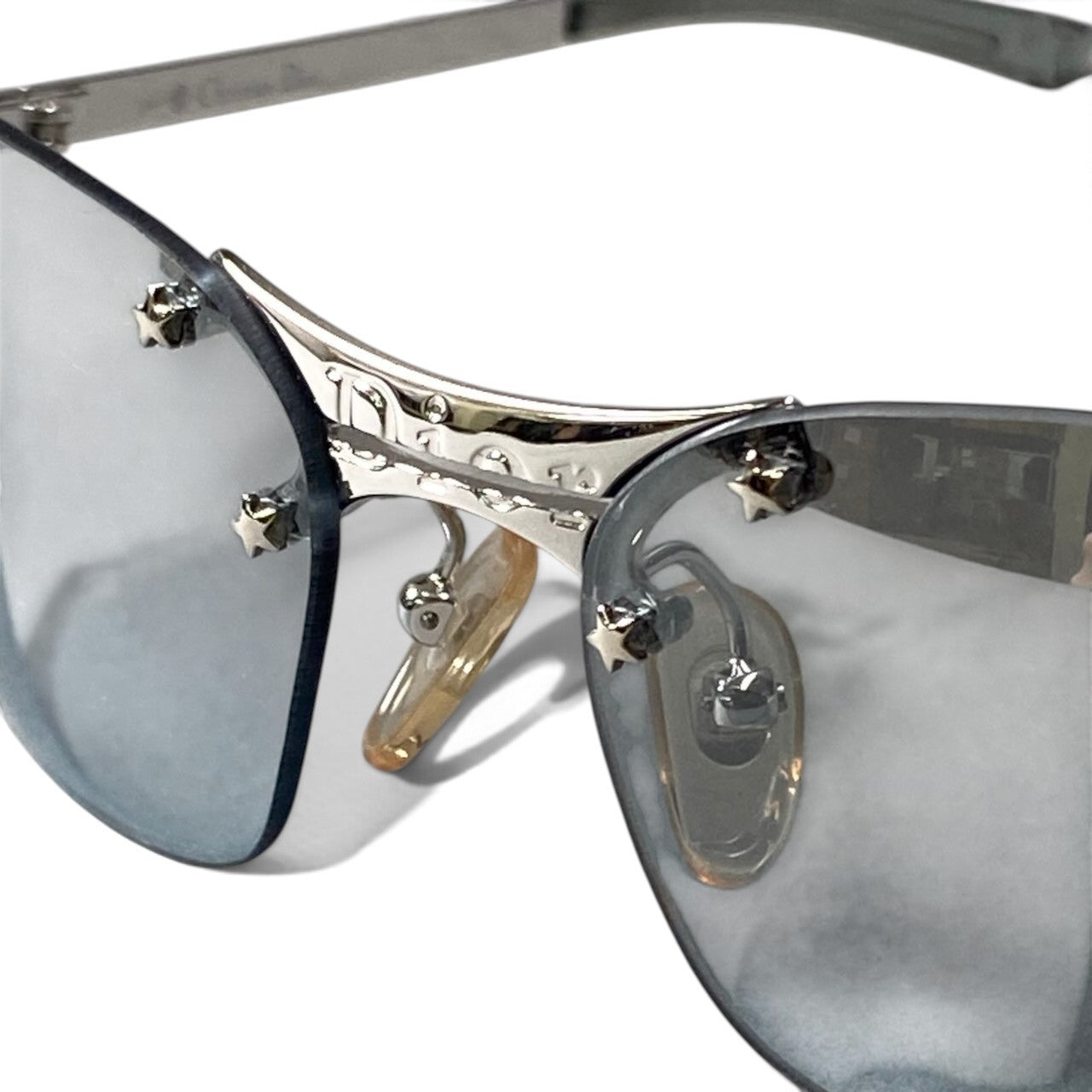 h12【美品】Christian Dior ストリートシック リムレスサングラス 星 65□15 120 グレー レディース 女性用ta1