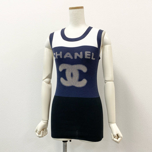 65d30 CHANEL シャネル vintage 2011 ココマーク リブニット タンクトップ ミニワンピース P40691K02967 サイズ38 レディース