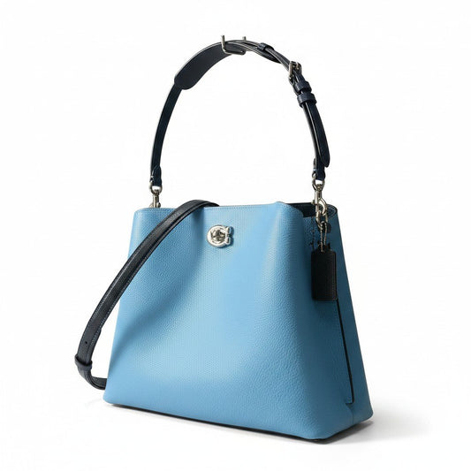 f12《美品》 COACH コーチ ウィロウ ワンショルダーバッグ Willow Shoulder Bag L2232 / C2590 ブルーt18r
