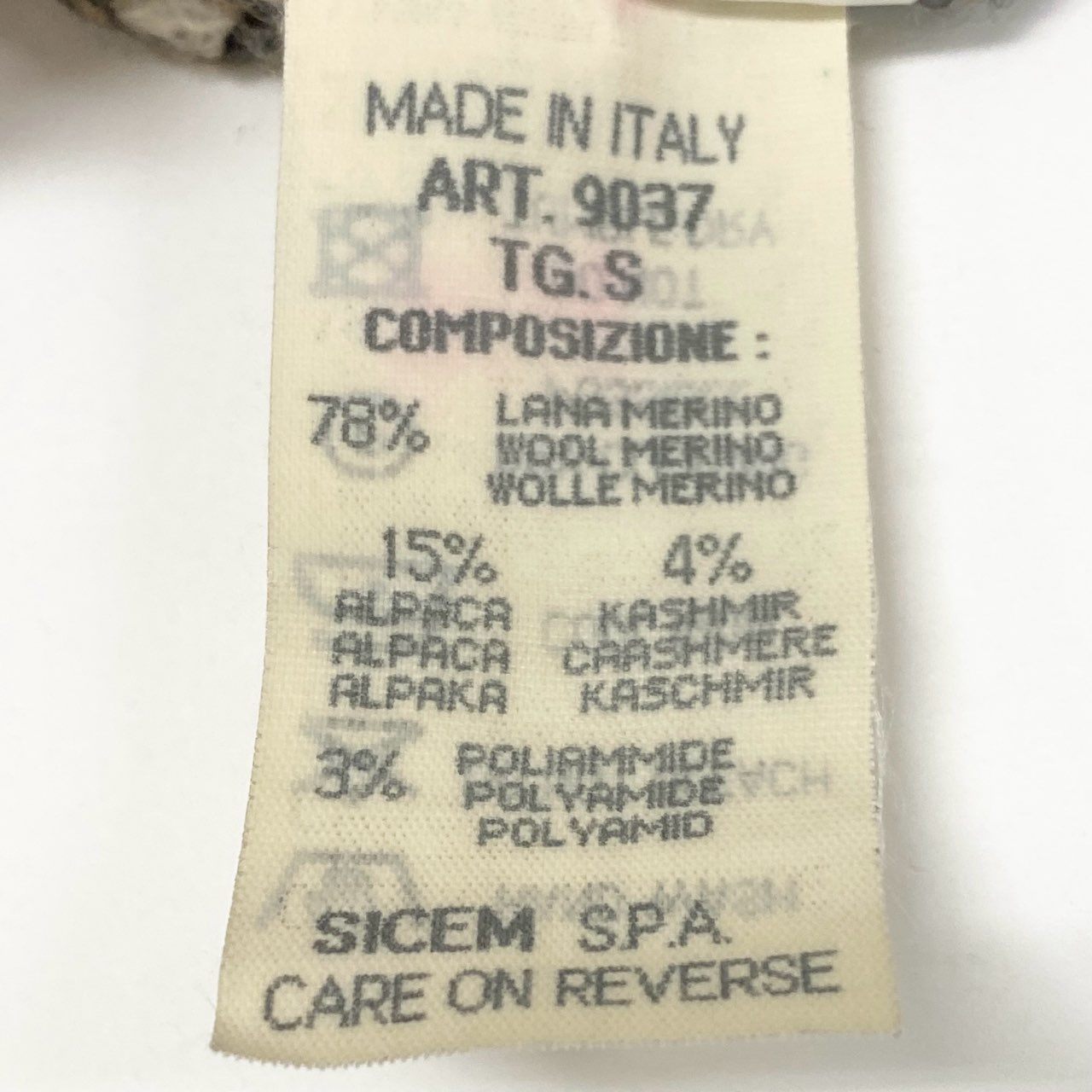 26L5 GIORGIO ARMANI ジョルジオアルマーニ 80s vintage ミドルゲージ ハイネックニットセーター ワイドシルエット短丈 サイズS ベージュ系 メンズ Archive 80sk02i