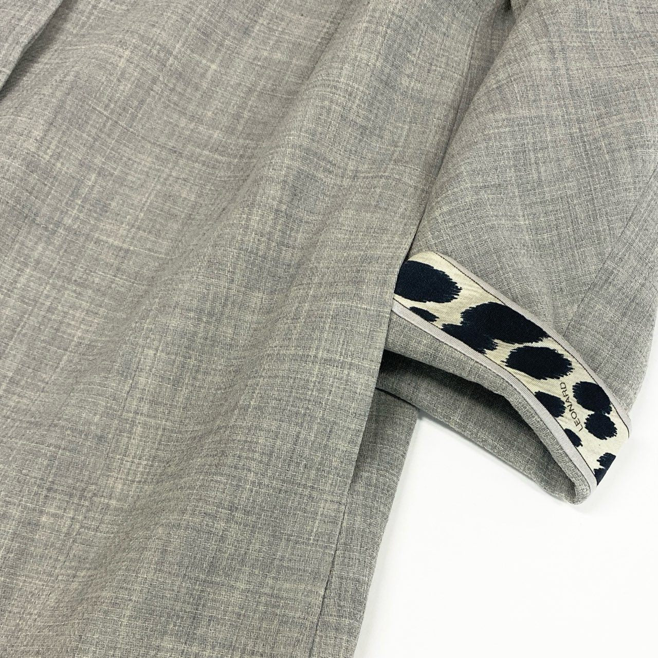 67k20《美品》 LEONARD FASHION レオナール ステンカラーコート ロングジャケット ウールシルク レディース 女性用 日本製 9AR グレーu02t