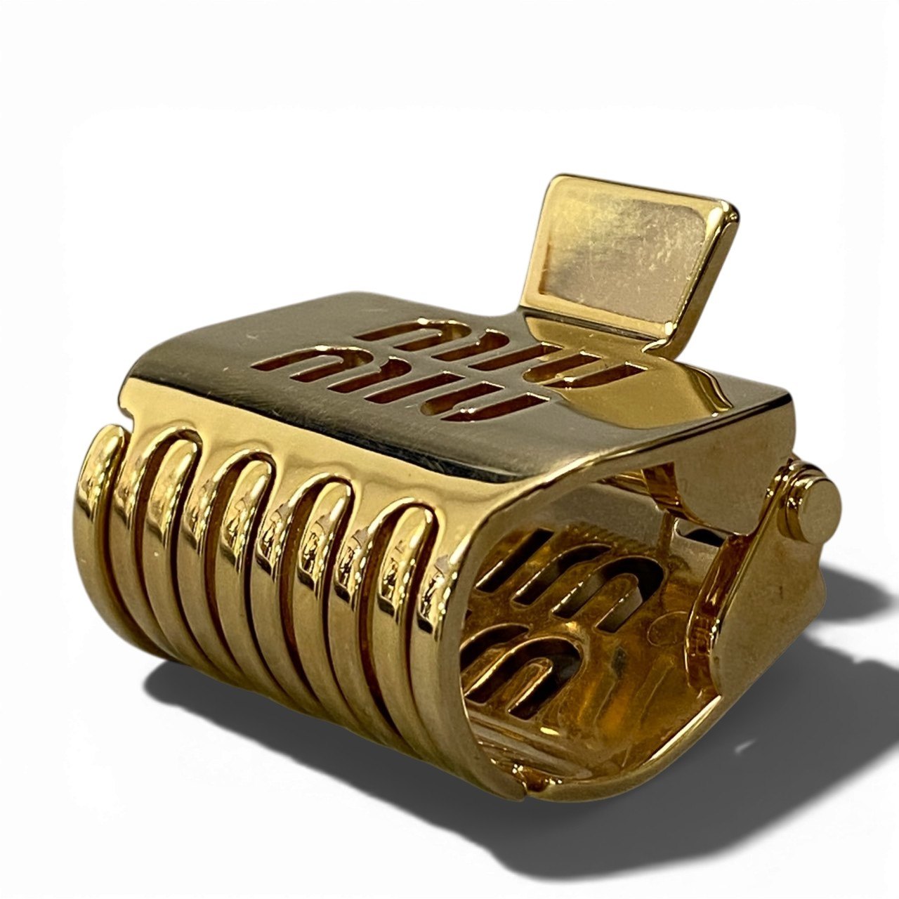 c4 【美品】miu miu ミュウミュウ ゴールド メタル ヘアクリップ レディース 女性用 ヘアアクセサリーta1