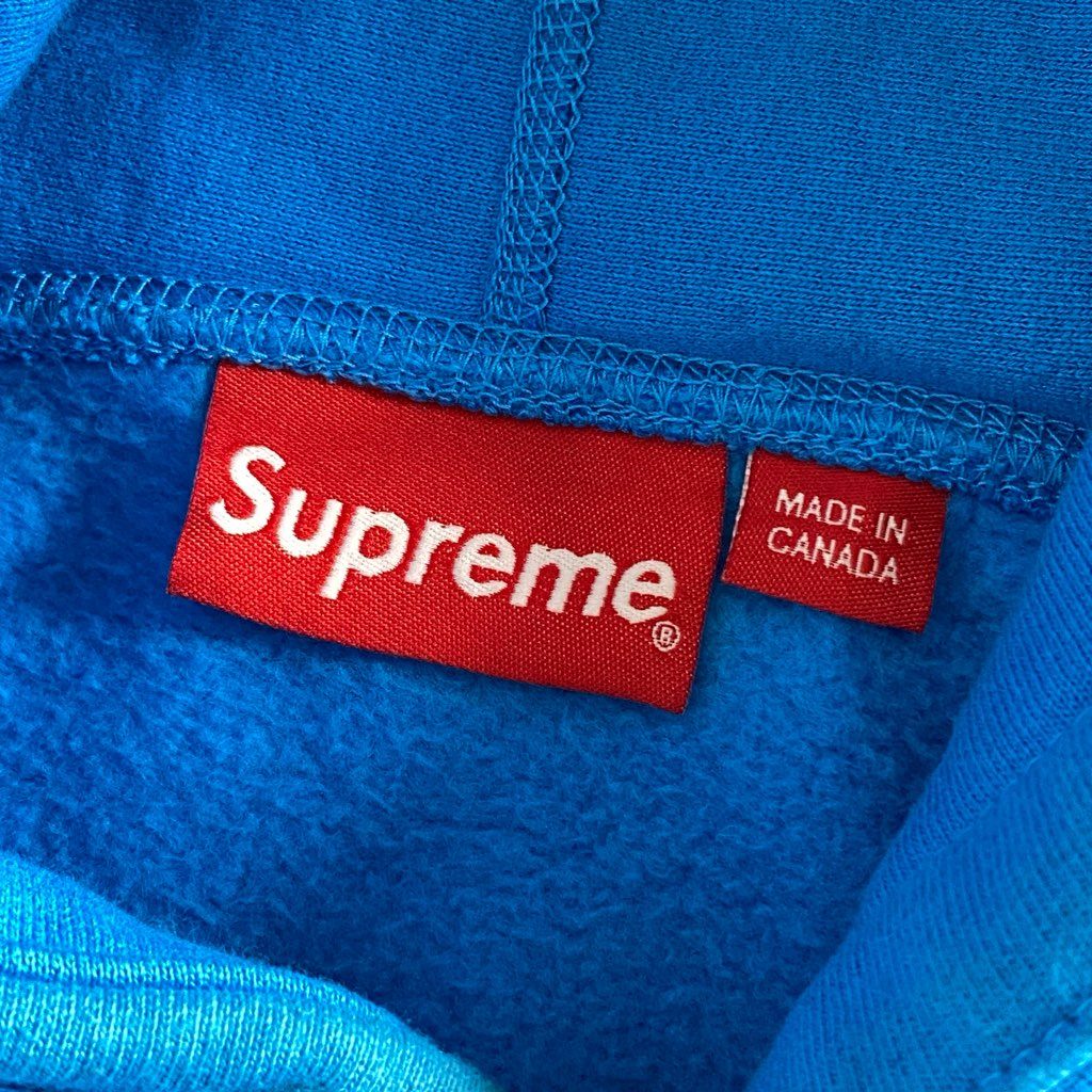 13e21 SUPREME シュプリーム 18FW Trademark Hooded Sweatshirt プルオーバー フーディ パーカー ロゴ刺繍 Sサイズ ブルー コットン