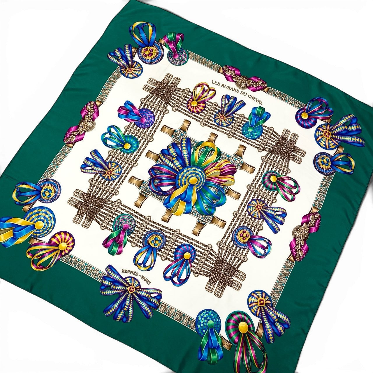 b20 HERMES エルメス Carre 90 Les Rubans du Cheval Scarf 馬のリボン飾り カレ90 スカーフt18r