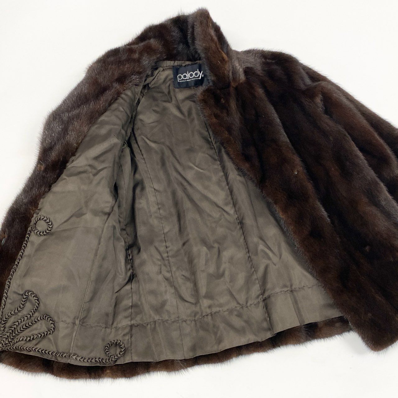 7b22 palody マホガニーミンク ファーコート サイズ11 ブラウン 本毛皮 Mink Fur Coat フロントホックt18r
