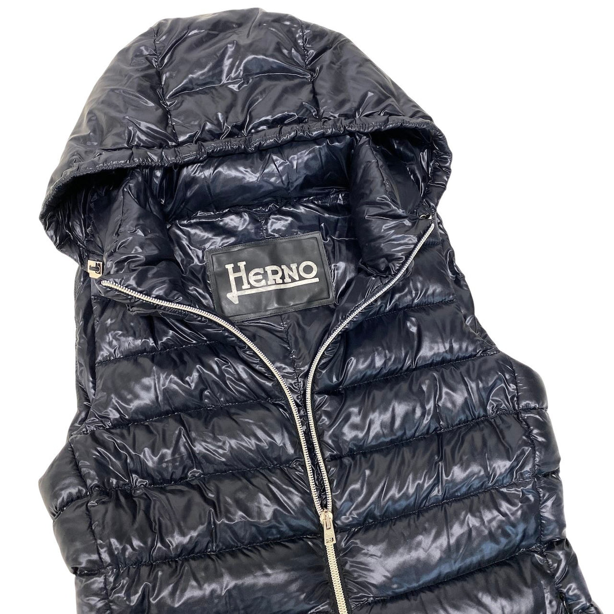 27j16 HERNO ヘルノ フード付 ライトダウン ロングベスト 2way PI0329D-12017-9300 サイズ40 ブラック レディース アウターu02t