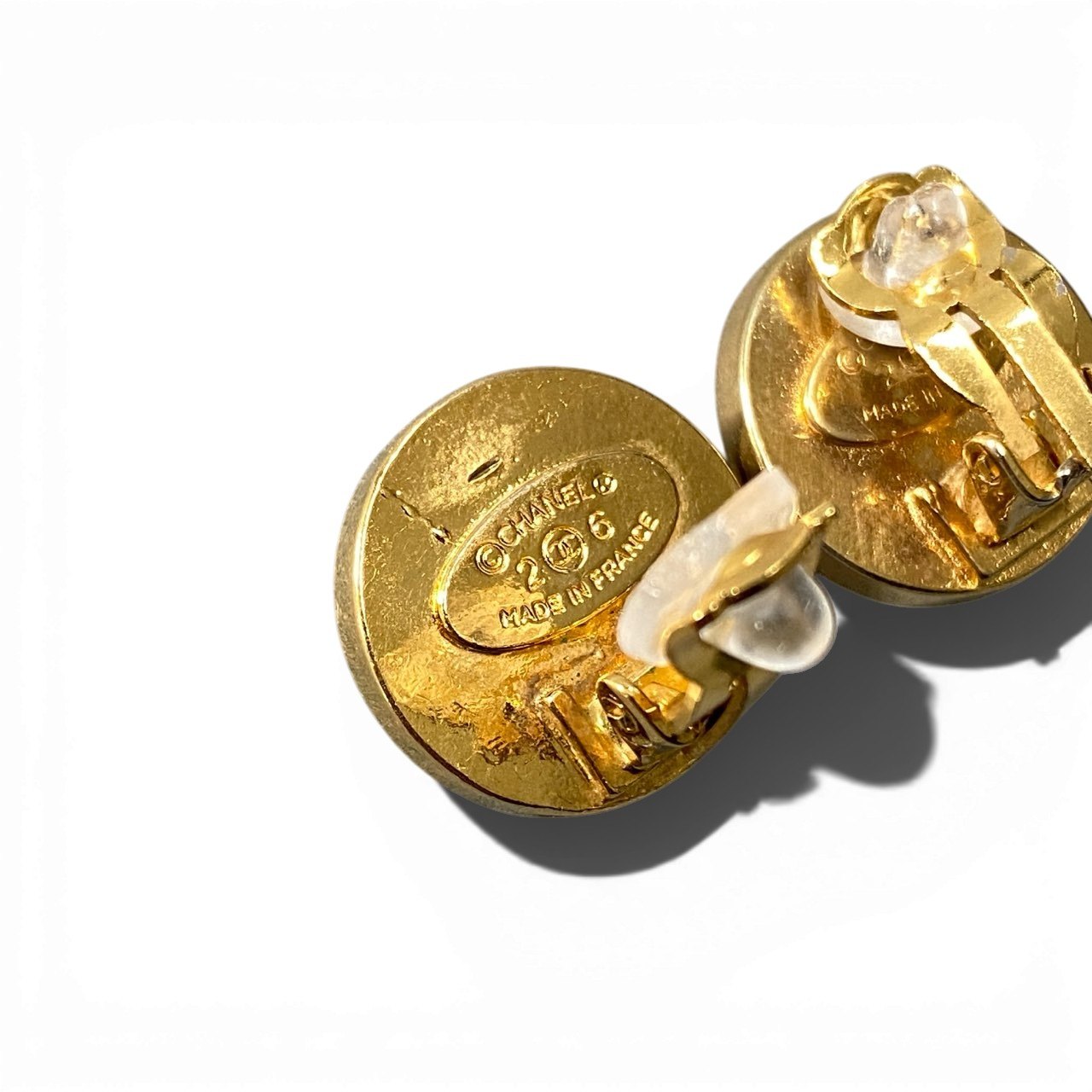 b5 Vintage Chanel 1991 Coco Mark Gold × Black Earringsta1